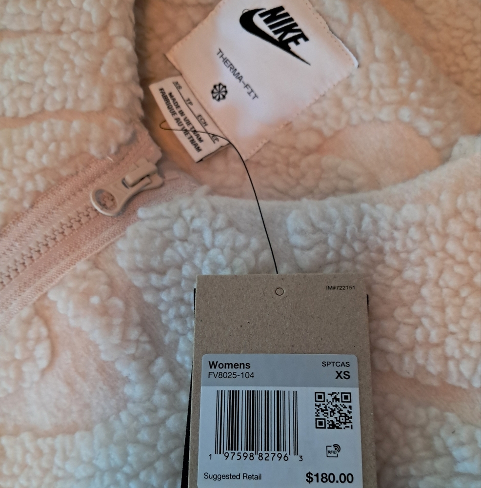 Nike LAST ONE Women's Loose Fit High-Pile Sherpa Fleece Jacket Coat XS NWT - Picture 6 of 8